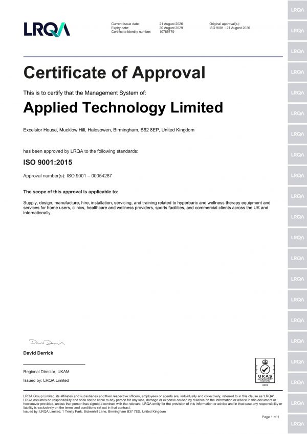 Oxygens ISO 9001 certificate