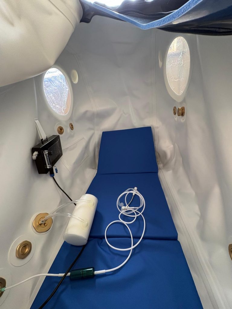 View inside hyperbaric chamber for home and business use