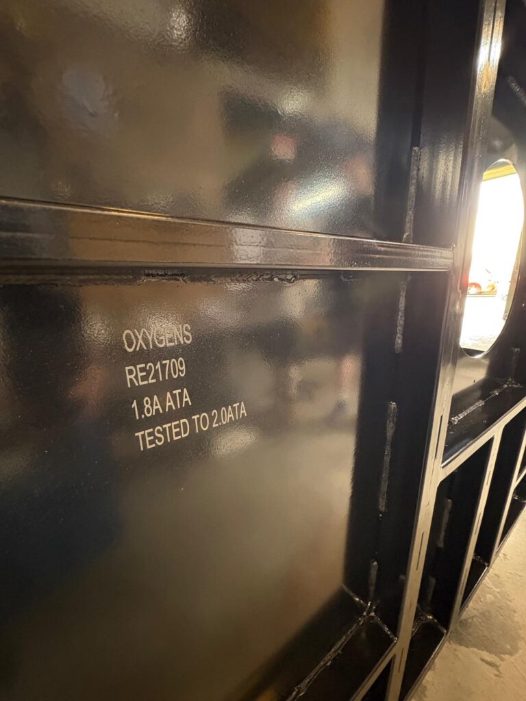 Etched serial number on oxygens chamber